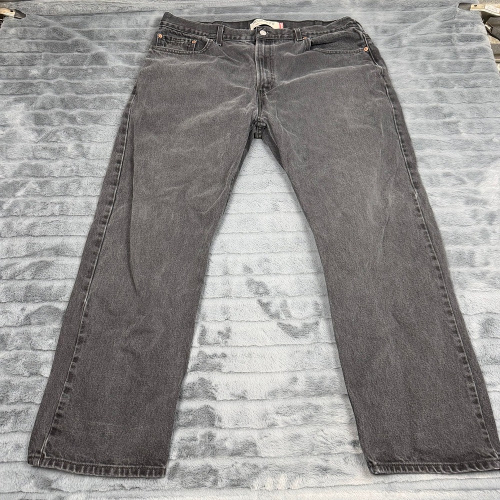 Levis 505 Regular Fit Jeans Mens 42x32 Faded Black Straight Leg Denim 14651
